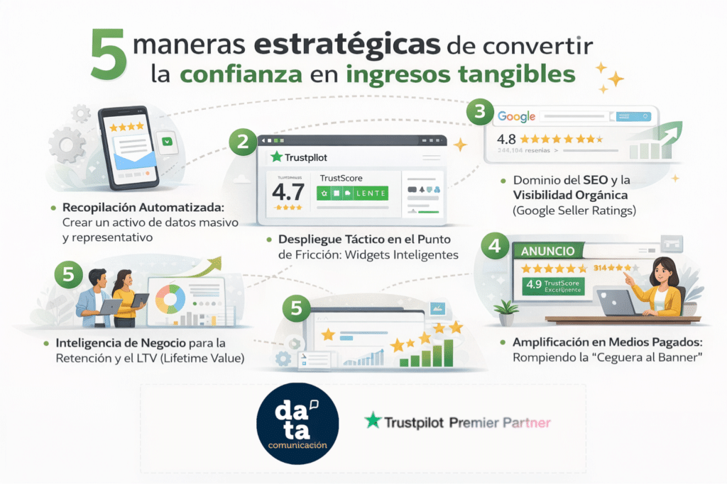 Tu reputación vende: 5 maneras estratégicas de convertir la confianza en ingresos tangibles en Trustpilot 1 DATA Comunicación, agencia Premiere Partner de Trustpilot en España