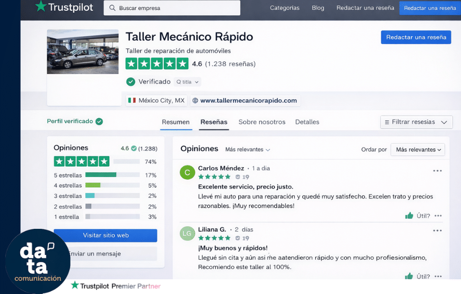 DATA Comunicación, agencia Premiere Partner de Trustpilot en España