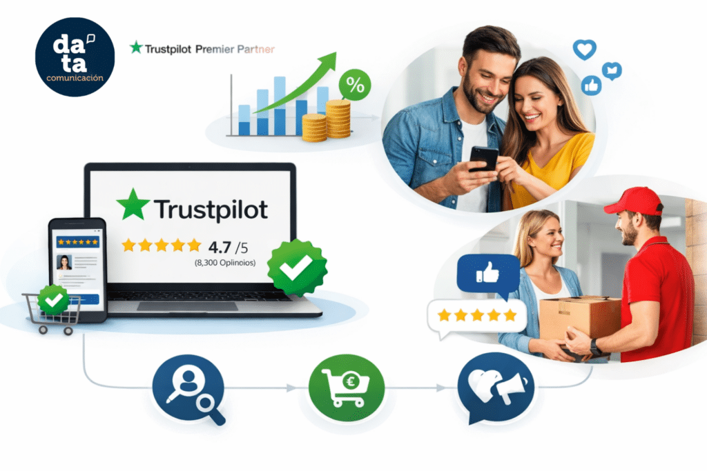 DATA Comunicación, agencia Premiere Partner de Trustpilot en España, coversión en trustpilot